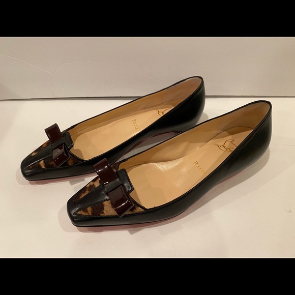 Christian Louboutin ballet flats leather pony hair black leopard 36 - Picture 2 of 10